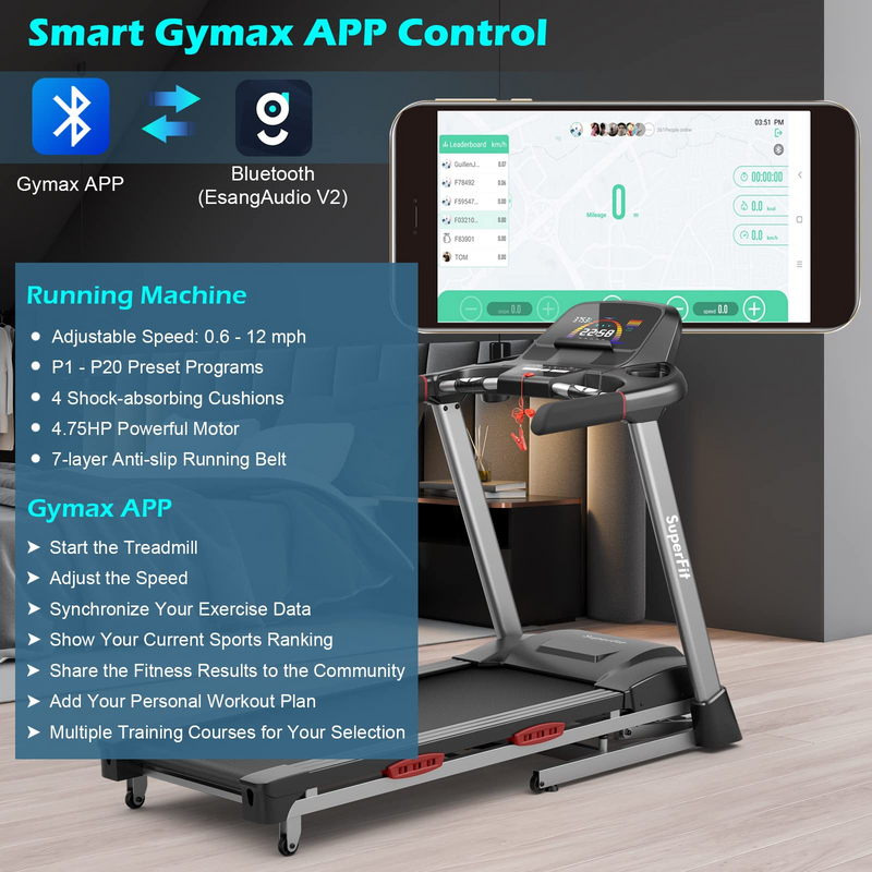 Load image into Gallery viewer, Goplus 4.75HP Folding Treadmill for Home Gym, Commercial Heavy Duty Superfit Treadmill with 15% Auto Incline - GoplusUS