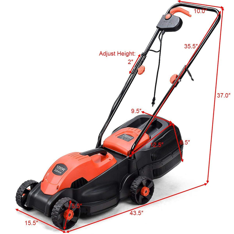 Load image into Gallery viewer, 14-Inch 12 Amp Lawn Mower w/Grass Bag Folding Handle Electric Push Lawn Corded Mower - GoplusUS