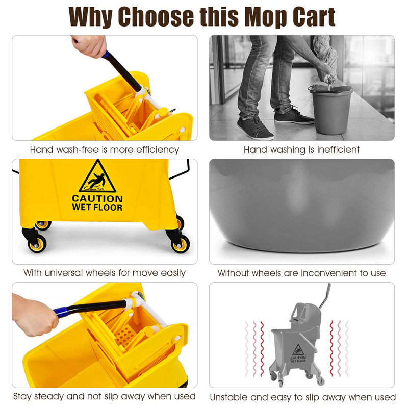 Load image into Gallery viewer, GOPLUS Commercial Mop Bucket with Wringer, Household Portable Mop Bucket, Ideal for Household and Public Places Floor - GoplusUS