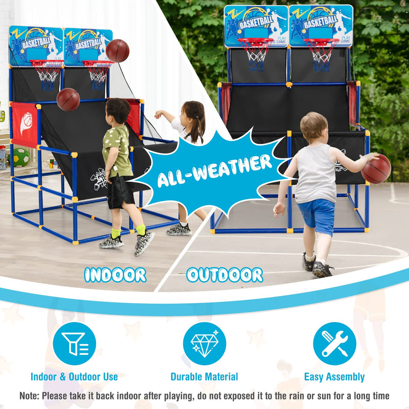 Load image into Gallery viewer, Goplus Kids Basketball Arcade Game, Dual Shot Basketball Game for 2 Players with 4 Balls & Inflation Pump - GoplusUS