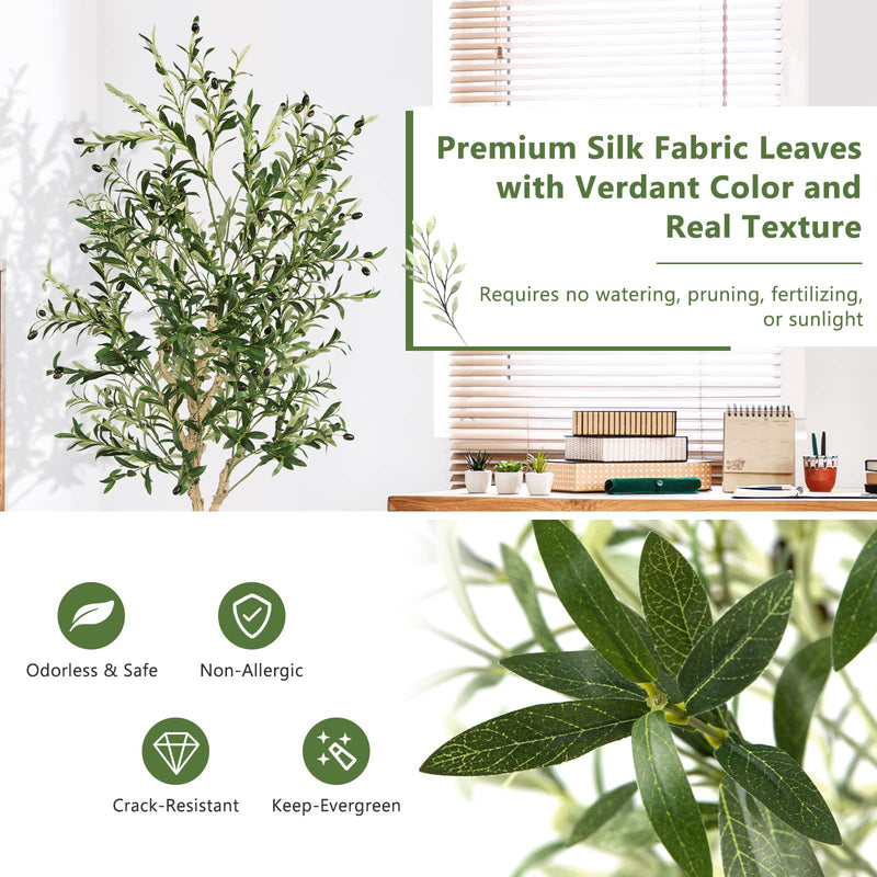 Load image into Gallery viewer, Goplus 6ft Artificial Olive Tree, Tall Fake Potted Olive Silk Tree with Planter