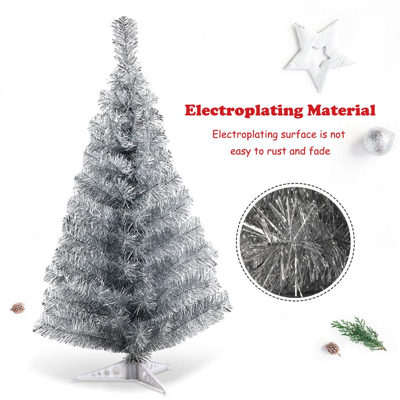 Load image into Gallery viewer, Goplus 3ft Silver Pencil Christmas Tree, Artificial Slim Tree - GoplusUS