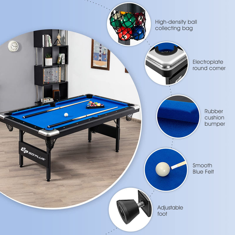 Load image into Gallery viewer, 6 FT Folding Pool Table, 76 Inch Portable Billiard Tables for Adults, Full Accessory Kit - GoplusUS