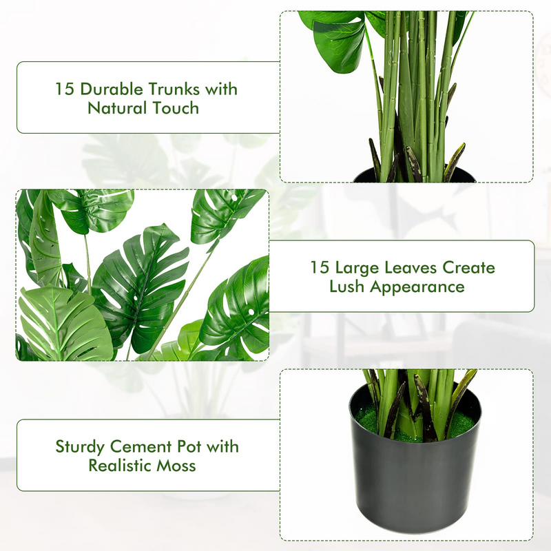 Load image into Gallery viewer, Goplus Artificial Monstera Deliciosa Plant, 5ft Tall Fake Tropical Palm Tree w/15 Pcs Different Turtle Leaves - GoplusUS