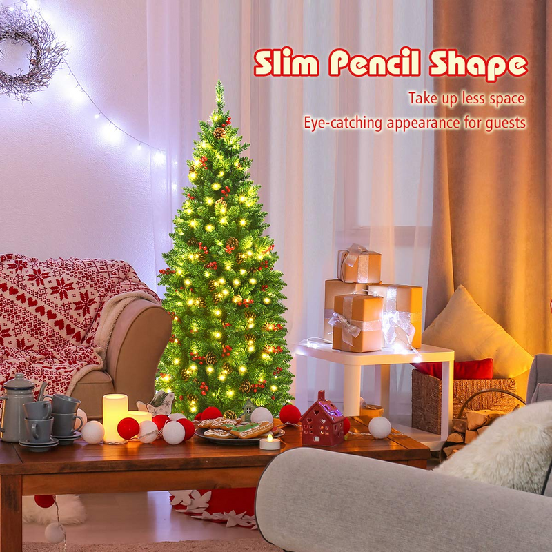 Load image into Gallery viewer, Goplus Pre-Lit Pencil Christmas Tree - GoplusUS