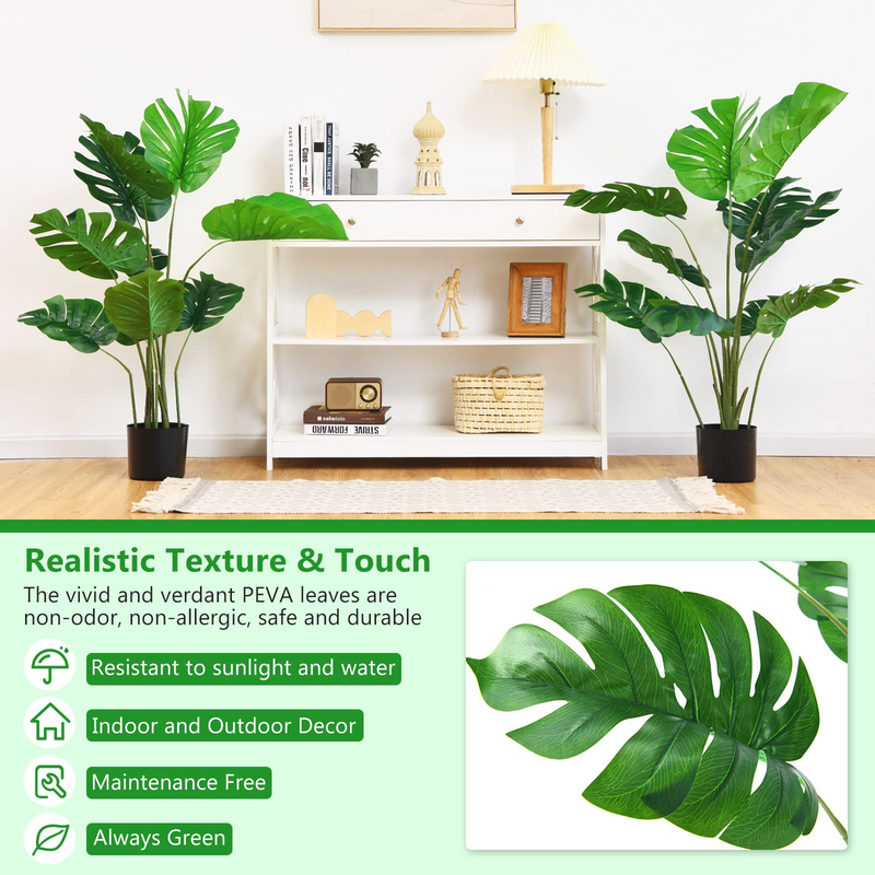 Load image into Gallery viewer, Goplus Artificial Monstera Deliciosa Plant, 4ft Tall Fake Tropical Palm Tree w/10 Pcs Different Turtle Leaves - GoplusUS