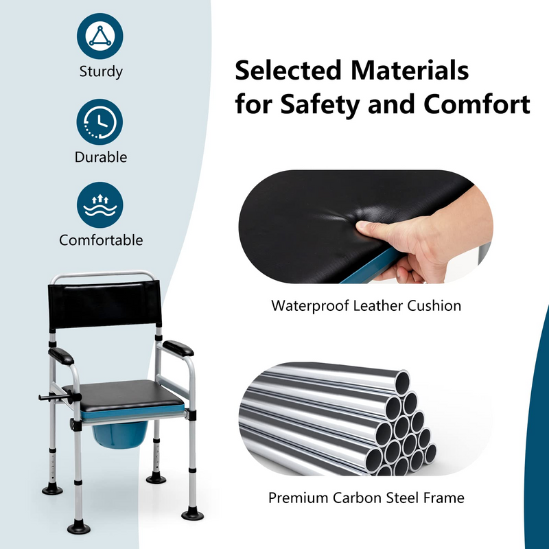 Load image into Gallery viewer, Goplus 4-in-1 Bedside Commode, Folding Toilet Bedside Shower Chair with Detachable Bucket - GoplusUS