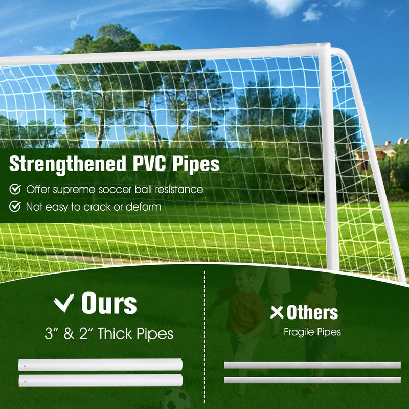 Load image into Gallery viewer, Goplus Soccer Goal, 6FT x 4FT/12FT x 6FT Soccer Net with Strong UPVC Frame, Quick Set-up, High-Strength Netting - GoplusUS
