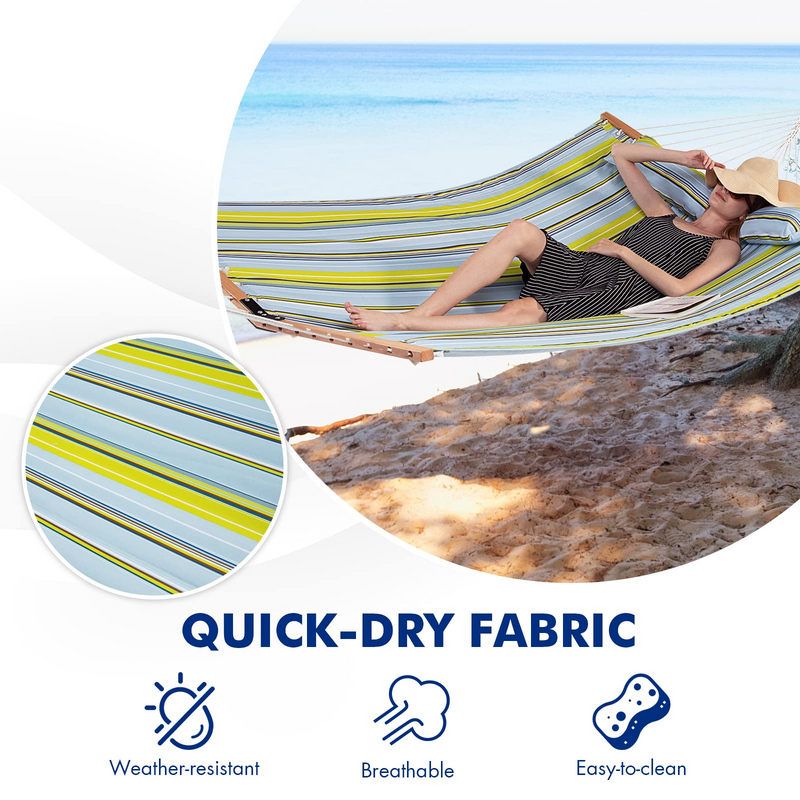 Load image into Gallery viewer, Goplus 10.5 FT Hammock, Quilted 2 Person Hammock w/Detachable Pillow, 495LBS Capacity - GoplusUS