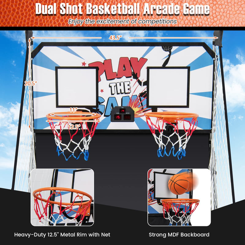 Load image into Gallery viewer, Goplus Foldable Dual Shot Basketball Arcade Game, Indoor Outdoor Basketball Game Machine