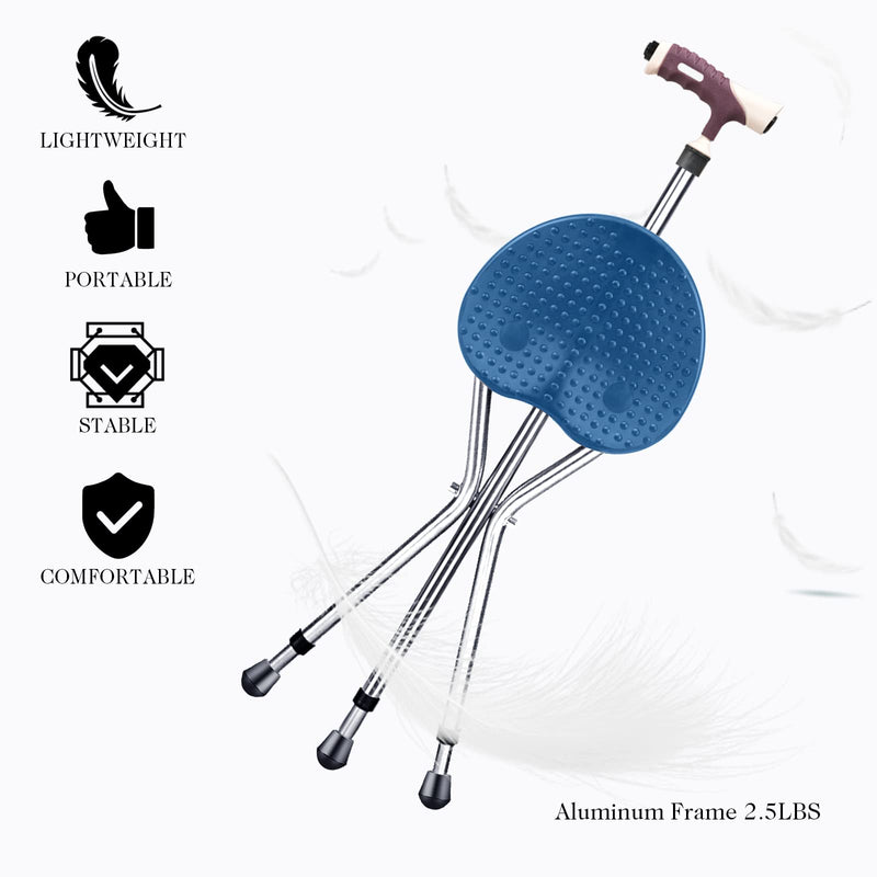 Load image into Gallery viewer, Adjustable Folding Cane Seat, Aluminum Alloy Crutch Chair with LED Light and Retractable 3 Legs - GoplusUS
