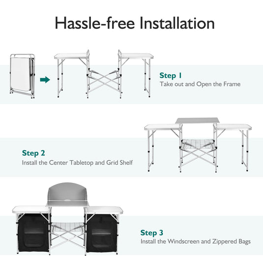 Goplus Folding Camping Kitchen Table with Storage - GoplusUS