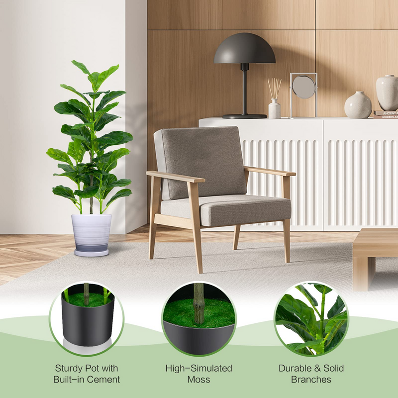 Load image into Gallery viewer, Goplus Fake Fiddle Leaf Fig Tree, 2-Pack 3.3 FT Tall Artificial Tree Greenery Plants in Pots W/40 Leaves - GoplusUS