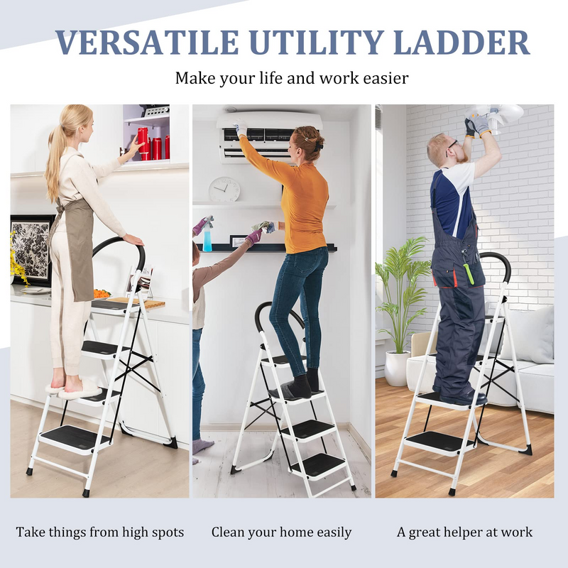 Load image into Gallery viewer, Goplus 4 Step Ladder, Folding Step Stool for Adults with Wide Non-Slip Pedal and Comfort Handgrip for Kitchen Closet Office - GoplusUS