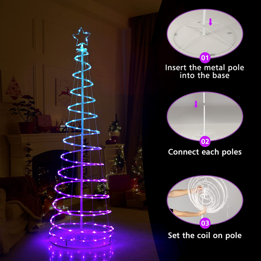 Goplus 6 FT Spiral Christmas Tree, Outdoor Led Christmas Tree with 135 LED Lights - GoplusUS