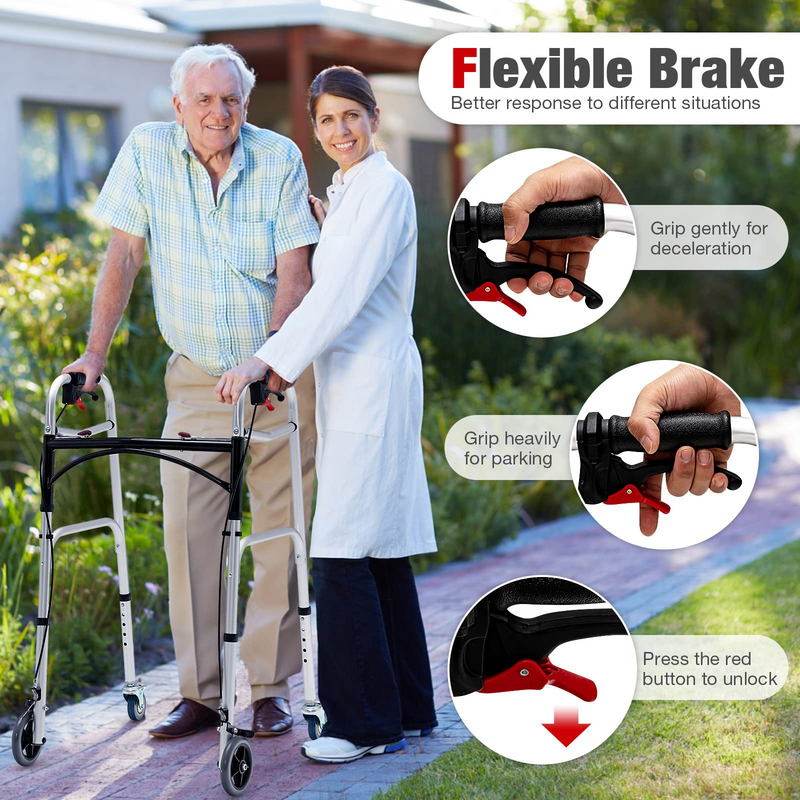 Load image into Gallery viewer, 2-Button Folding Walkers for Seniors, 4-in-1 Folding Walker - Goplus