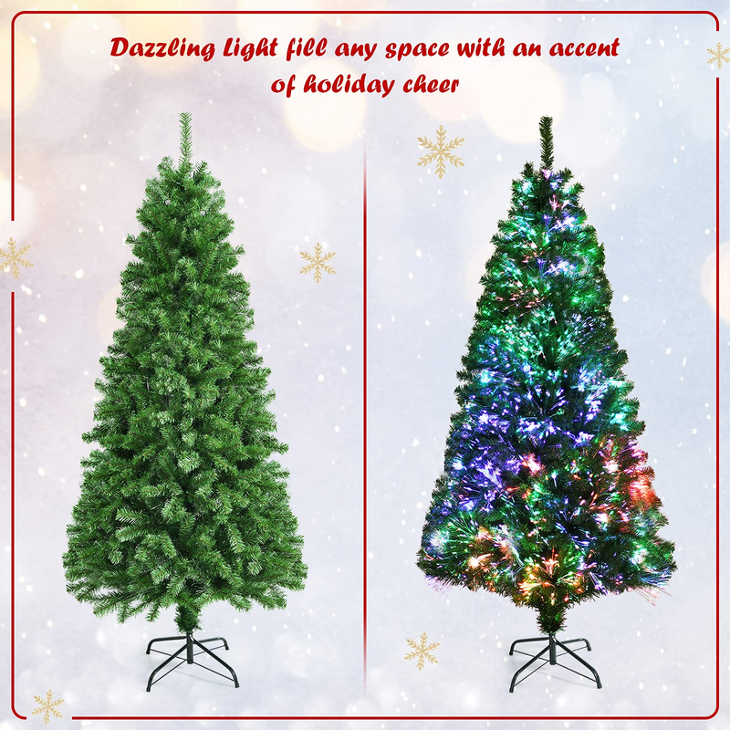Load image into Gallery viewer, Goplus Fiber Optic Artificial Christmas Tree, Pre-lit Premium Spruce Tree with Solid Metal Stand - GoplusUS