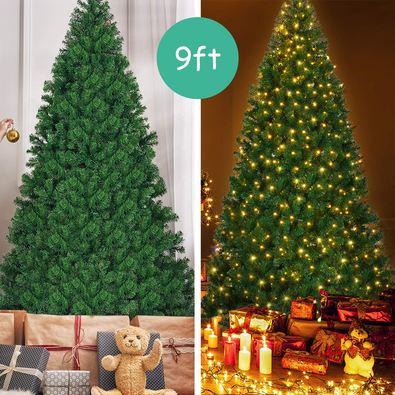 Load image into Gallery viewer, Goplus 9ft Artificial Pre-lit Christmas Tree Premium Spruce Hinged Tree with 700 LED Lights and Solid Metal Stand - GoplusUS