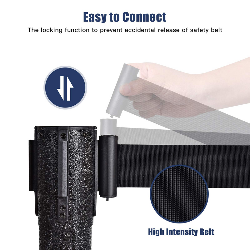 Load image into Gallery viewer, 2Pcs Stanchion Post, Crowd Control Rope Barrier with 6.3 Foot Retractable Belt - GoplusUS