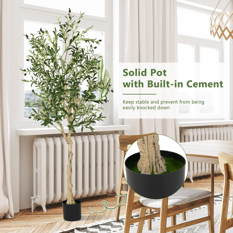 Load image into Gallery viewer, Goplus 6ft Artificial Olive Tree, Tall Fake Potted Olive Silk Tree with Planter