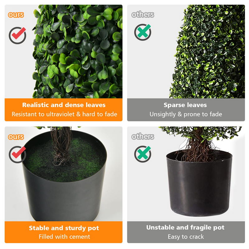 Load image into Gallery viewer, Goplus 3ft Artificial Boxwood Tower Topiary Trees, 2 Pack Faux Decorative Plants in Cement-Filled Plastic Pot - GoplusUS