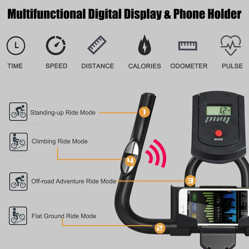 Load image into Gallery viewer, Goplus Indoor Cycling Bike, Silent Belt Drive Exercise Bike with Steel Flywheel, Phone Holder - GoplusUS