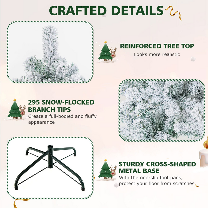 Load image into Gallery viewer, Goplus 4.5 FT Pre-Lit Snow Flocked Christmas Tree, Artificial Hinged Xmas Tree W/ 150 LED Lights - GoplusUS