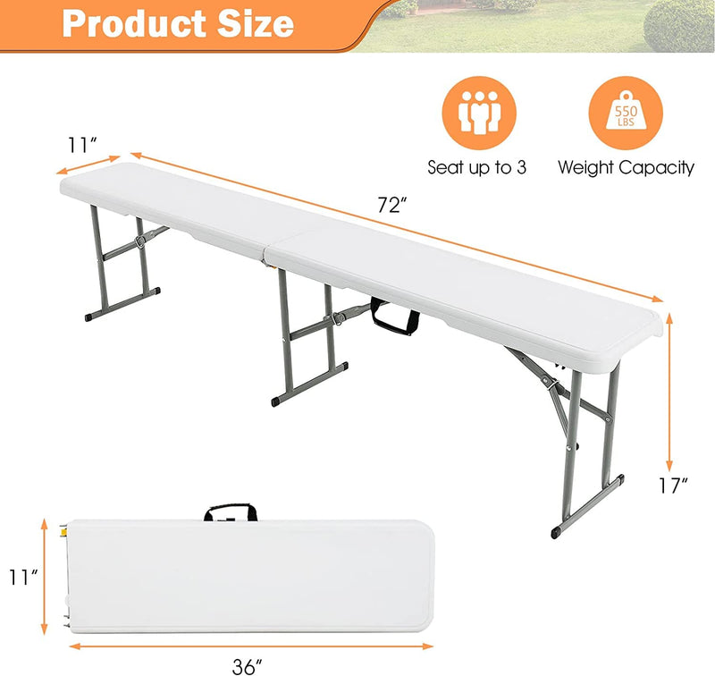 Load image into Gallery viewer, Goplus 6 FT 3-Piece Portable Picnic Table Bench Set, Weather-Resistant Plastic Folding Picnic Tables with Benches