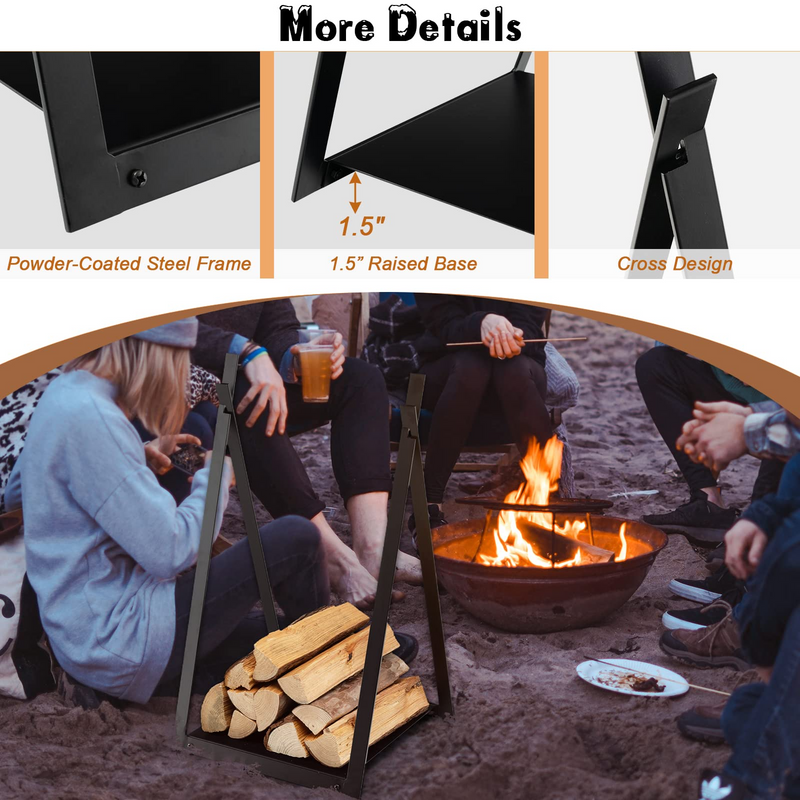 Load image into Gallery viewer, Goplus 16" Triangle Firewood Rack, Outdoor Small Decorative Firewood Holder with Raised Base - GoplusUS