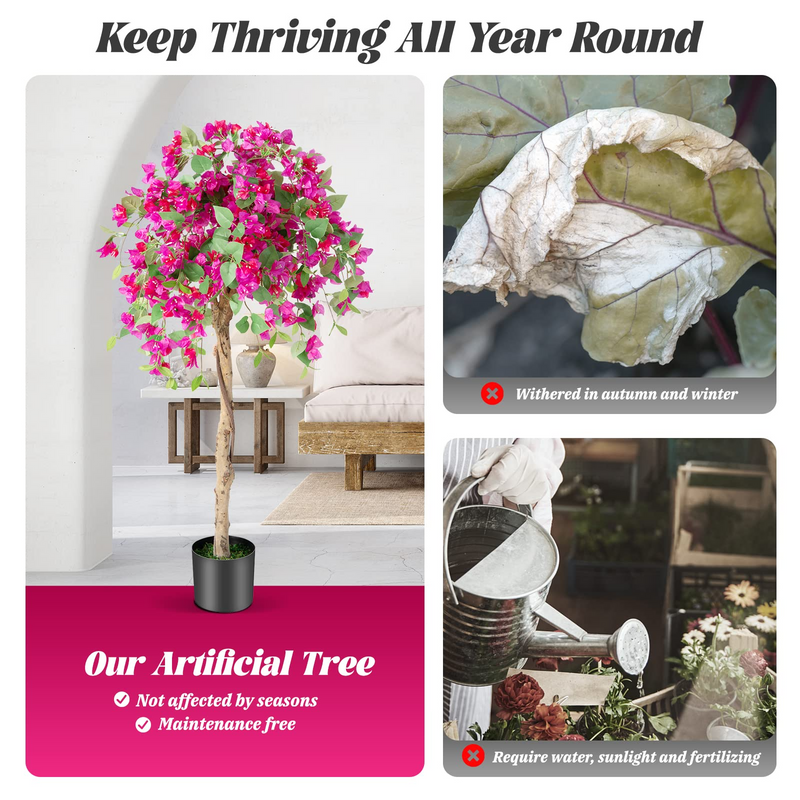 Load image into Gallery viewer, Goplus 4.5FT Bougainvillea Artificial Tree, Fake Potted Plant w/ 312 Flowers - GoplusUS