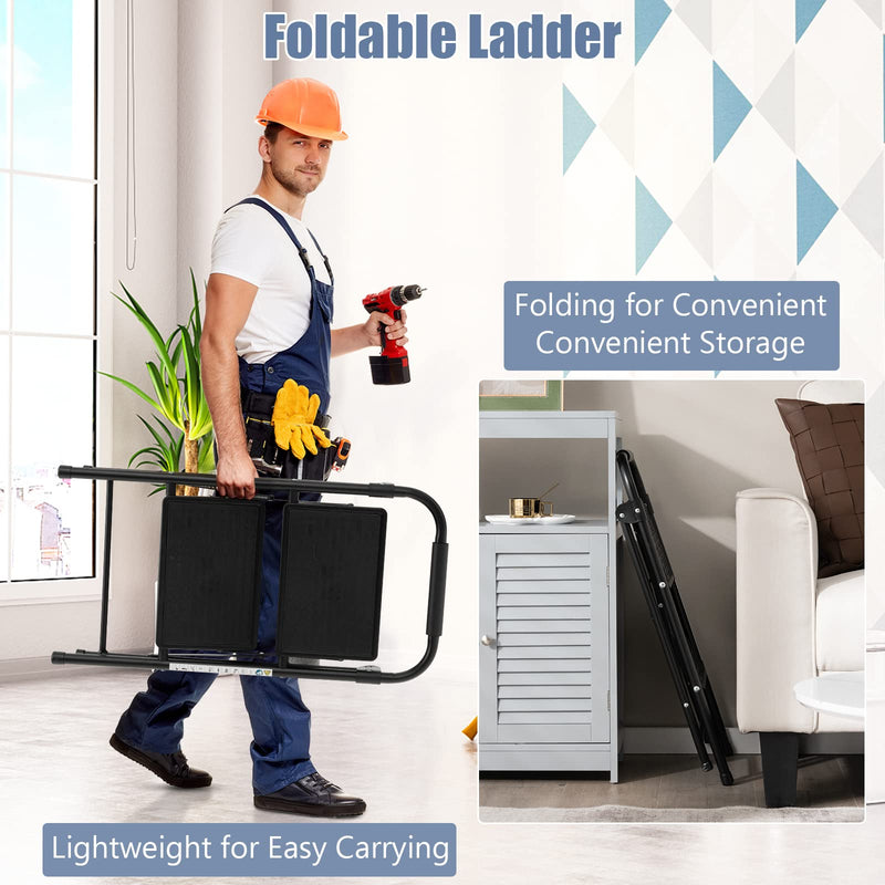 Load image into Gallery viewer, Goplus 2 Step Ladder, Folding Step Stool with Extra Wide and Anti-Slip Pedals