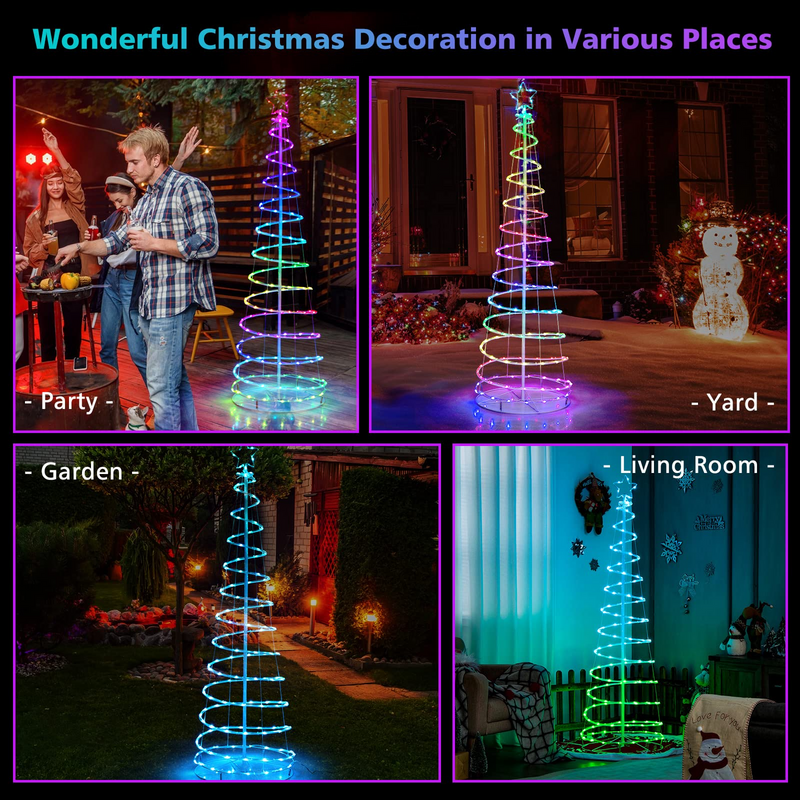 Load image into Gallery viewer, Goplus 6 FT Spiral Christmas Tree, Outdoor Led Christmas Tree with 135 LED Lights - GoplusUS