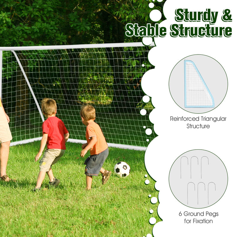 Load image into Gallery viewer, Goplus Soccer Goal, 6FT x 4FT/12FT x 6FT Soccer Net with Strong UPVC Frame, Quick Set-up, High-Strength Netting - GoplusUS