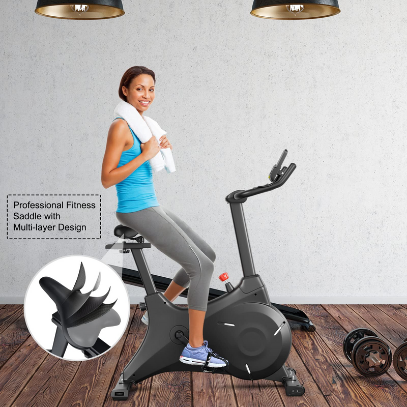 Load image into Gallery viewer, Goplus Exercise Bike, Magnetic Resistance Stationary Bike with Bulit-in Safe Flywheel, Comfortable Seat Cushion - GoplusUS