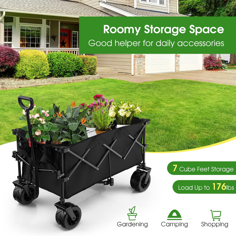Load image into Gallery viewer, Goplus Collapsible Wagon Cart, Foldable Heavy Duty Utility Wagon with Adjustable Handle - GoplusUS