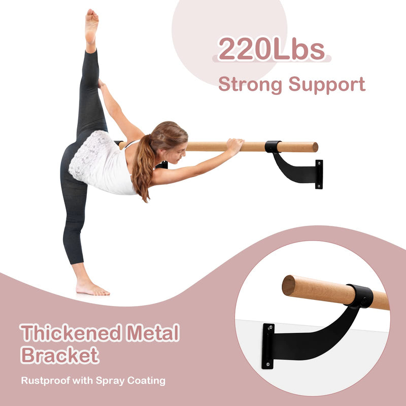 Load image into Gallery viewer, Goplus Wall Mounted Ballet Barre, 4 FT Solid Beech Wood Ballet Bar