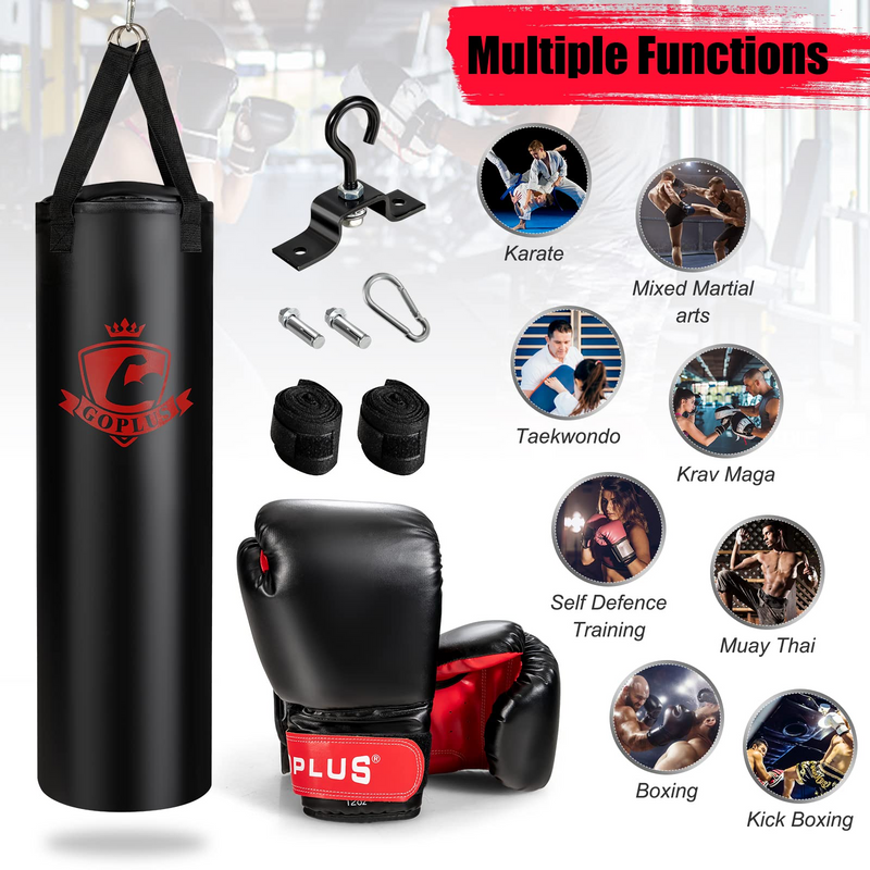 Load image into Gallery viewer, Goplus Punching Bag for Adults, 63LBS Filled Hanging Boxing Bag Set with 12OZ Boxing Gloves & 95" Hand Wraps - GoplusUS