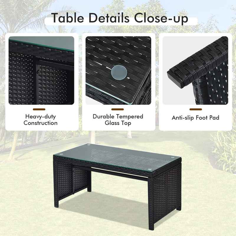 Load image into Gallery viewer, Rattan Patio Furniture Set, Outdoor Wicker Conversation Sofa