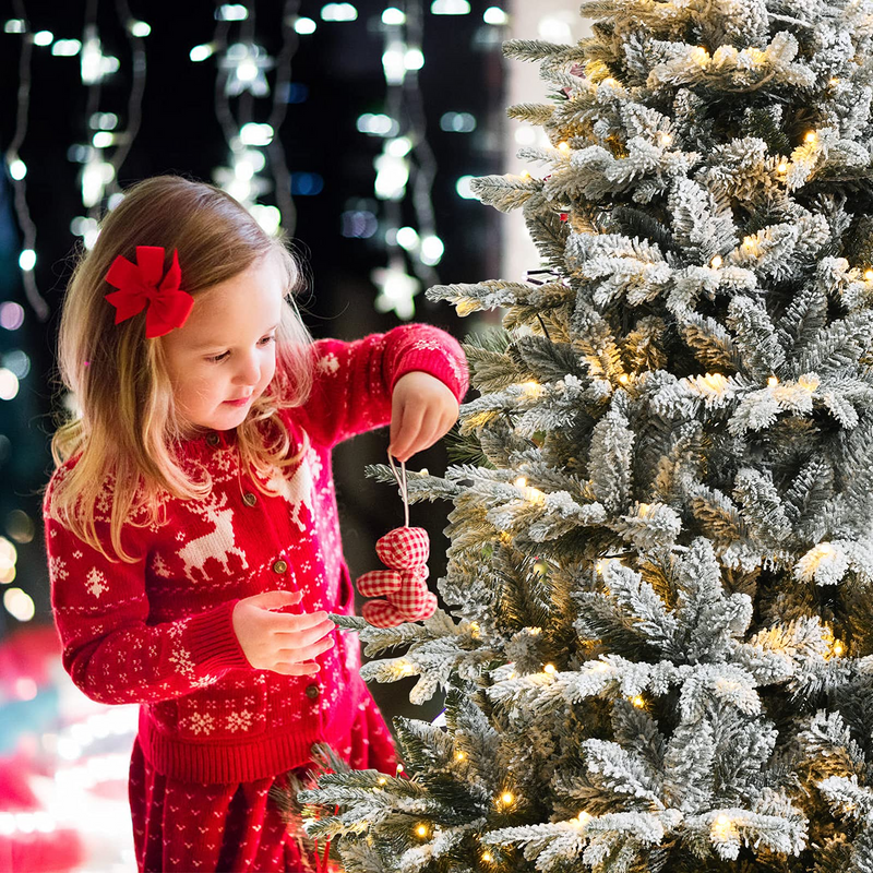 Load image into Gallery viewer, Goplus 4.5ft / 6ft / 7ft Pre-lit Snow Flocked Christmas Tree, Premium Hinged Artificial Pine Tree w/ 120 LED Lights & 757 PE & PVC Branch Tips - GoplusUS