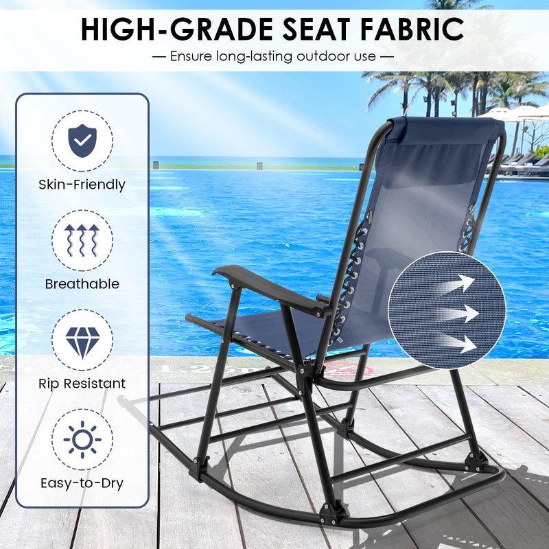 Load image into Gallery viewer, Goplus Folding Rocking Chair, Zero Gravity Rocking Camping Chair with Pillow(Set of 2)
