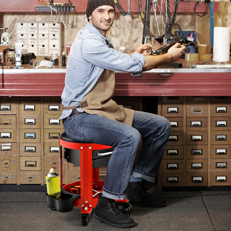 Load image into Gallery viewer, Goplus Rolling Mechanic Stool, Pneumatic Shop Stool Creeper Seat with Removable Padded Seat