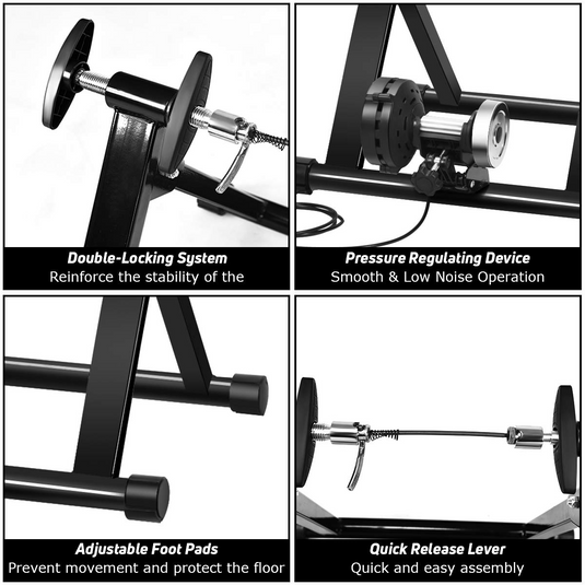 Goplus Bike Trainer Stand, Indoor Magnetic Exercise Bicycle Trainers with 8 Levels Resistance - GoplusUS