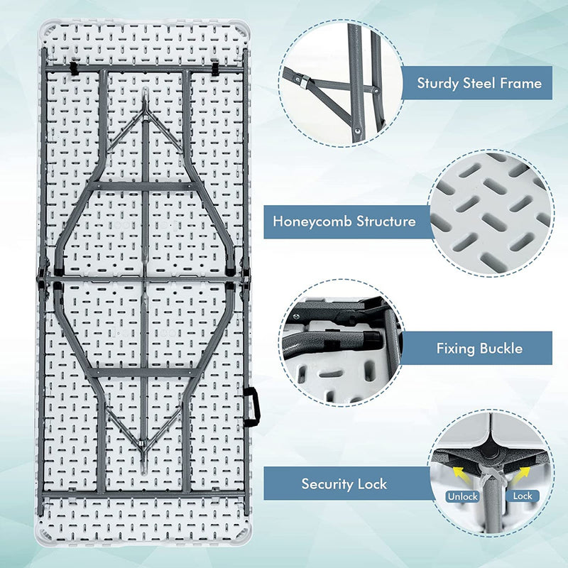 Load image into Gallery viewer, Goplus 6 FT 3-Piece Portable Picnic Table Bench Set, Weather-Resistant Plastic Folding Picnic Tables with Benches