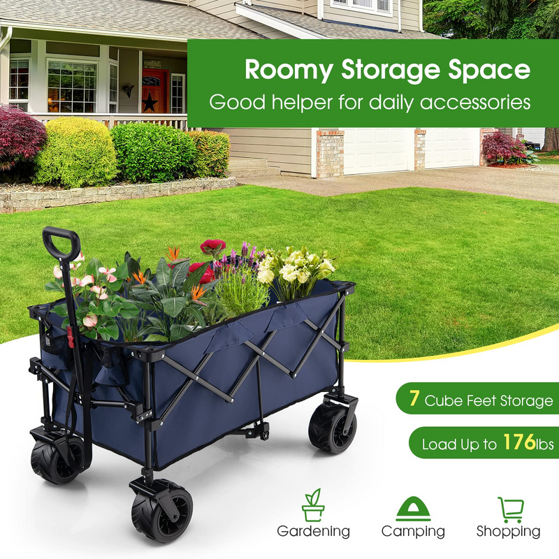 Load image into Gallery viewer, Goplus Collapsible Wagon Cart, Foldable Heavy Duty Utility Wagon with Adjustable Handle - GoplusUS