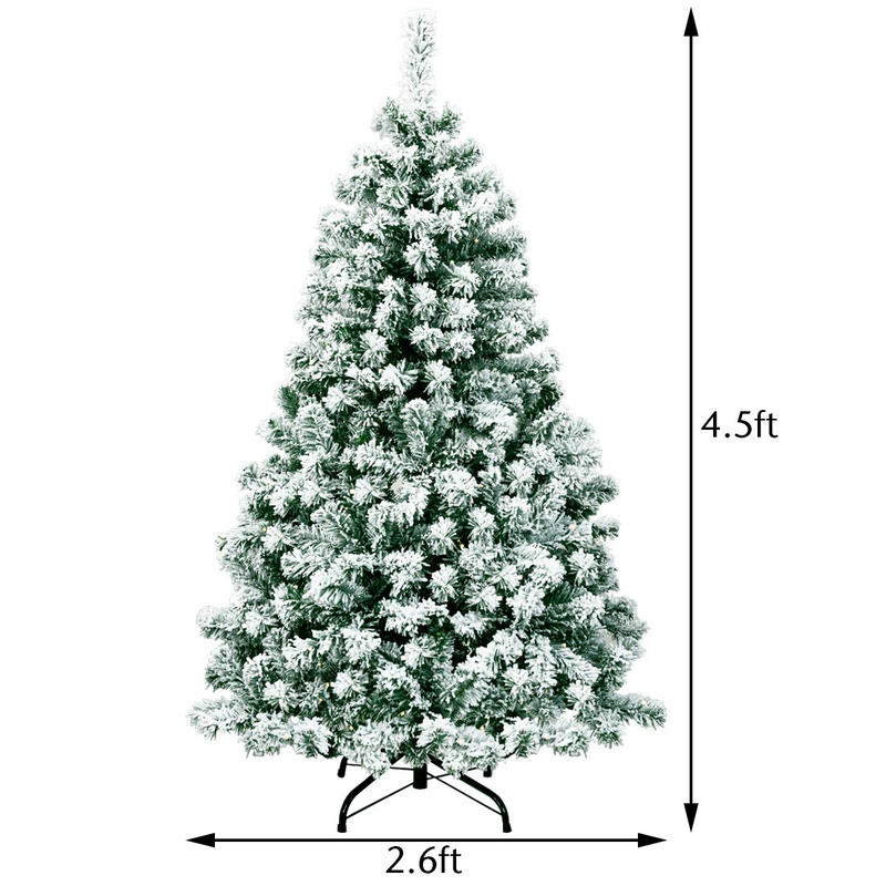 Load image into Gallery viewer, Goplus 4.5ft / 6 ft / 7.5ft Artificial Snow Flocked Christmas Tree, Pre-Lit Snowy Hinged Xmas Tree with Led Lights and Metal Stand - GoplusUS