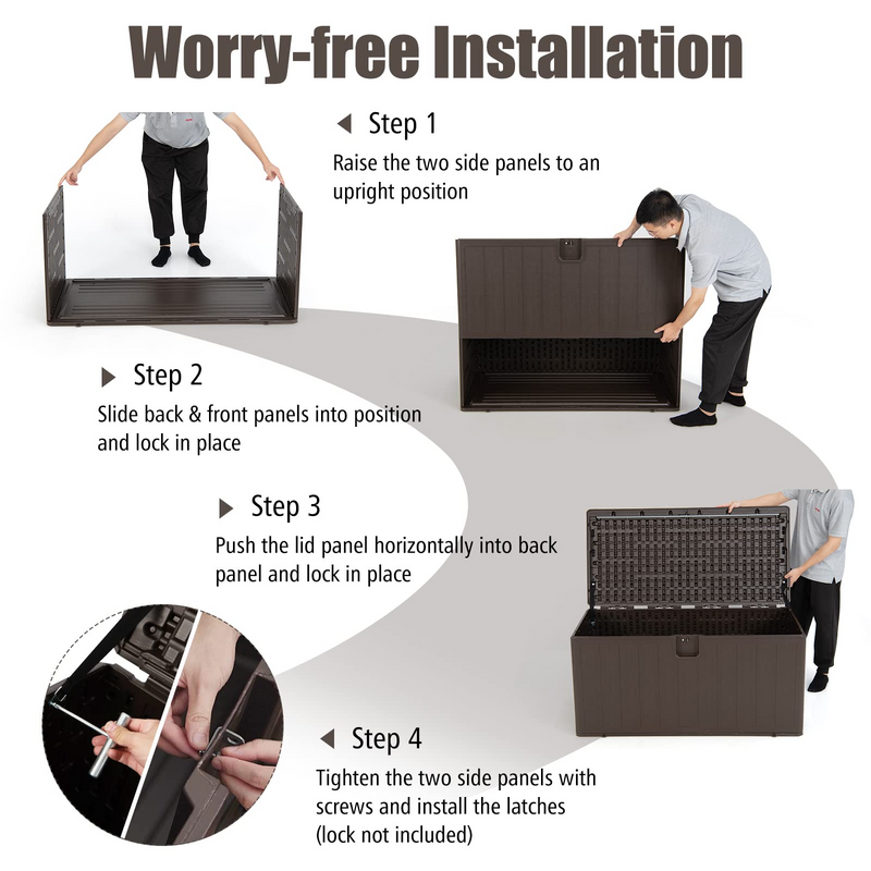 Load image into Gallery viewer, Goplus 105 Gallon Deck Box, Extra Large Resin Storage Box with Lockable Lid for Cushions & Patio Furniture - GoplusUS