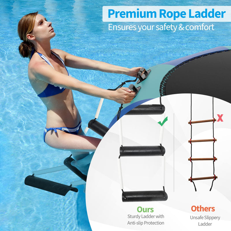 Load image into Gallery viewer, Inflatable Water Trampoline, 10FT/12FT/15FT Recreational Water Bouncer w/ Electric Inflator, Rope Ladder - GoplusUS