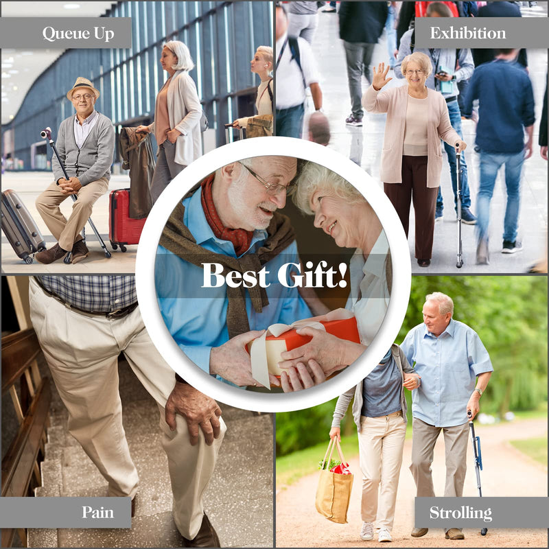 Load image into Gallery viewer, Adjustable Folding Cane Seat, Aluminum Alloy Crutch Chair with LED Light and Retractable 3 Legs - GoplusUS