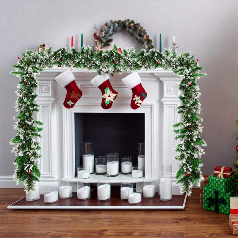 Load image into Gallery viewer, Goplus 9FT Pre-lit Christmas Garland, Artificial Christmas Pine Rattan w/Timer - GoplusUS