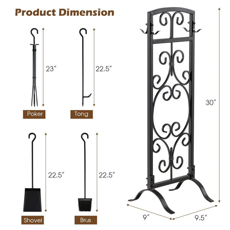 Load image into Gallery viewer, Goplus 5-Piece Fireplace Tools Set, Outdoor Modern Fireplace Tools w/Easy-to-Grab Handles, Poker, Fire-Resistant Brush, Tong, Shovel - GoplusUS